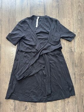 Lululemon Black and Wrap-Front Short Sleeve Dress